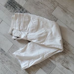 GAP Low Rise Stretch Cropped White Raw Hem Ankle Pants Women's 4